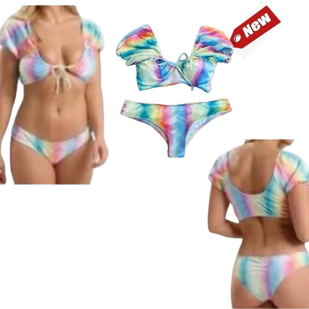Quint soul multicoloured rainbow oasis of the seas bolero top bikini set M NWT